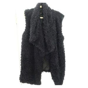 Faux fur navy blue vest